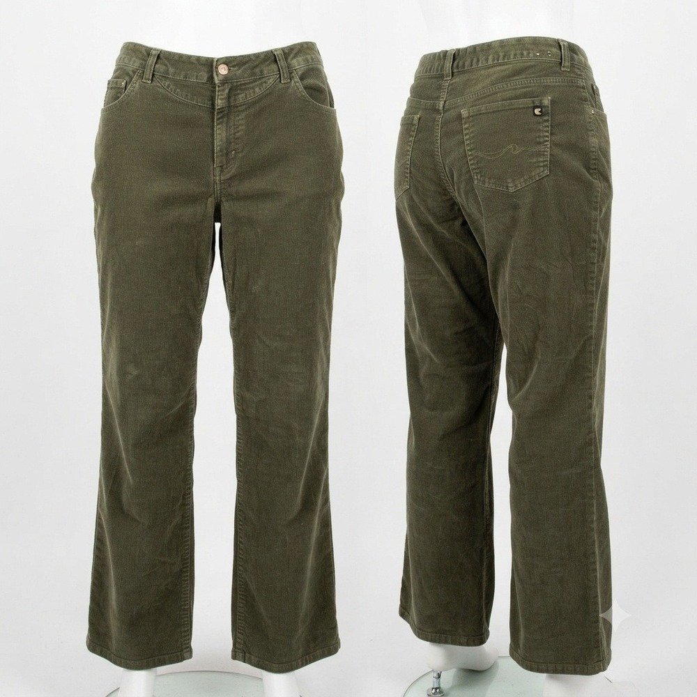 St. Johns Bay Pants Womens 20 Olive Green Corduroy Stretch Bootcut 20W